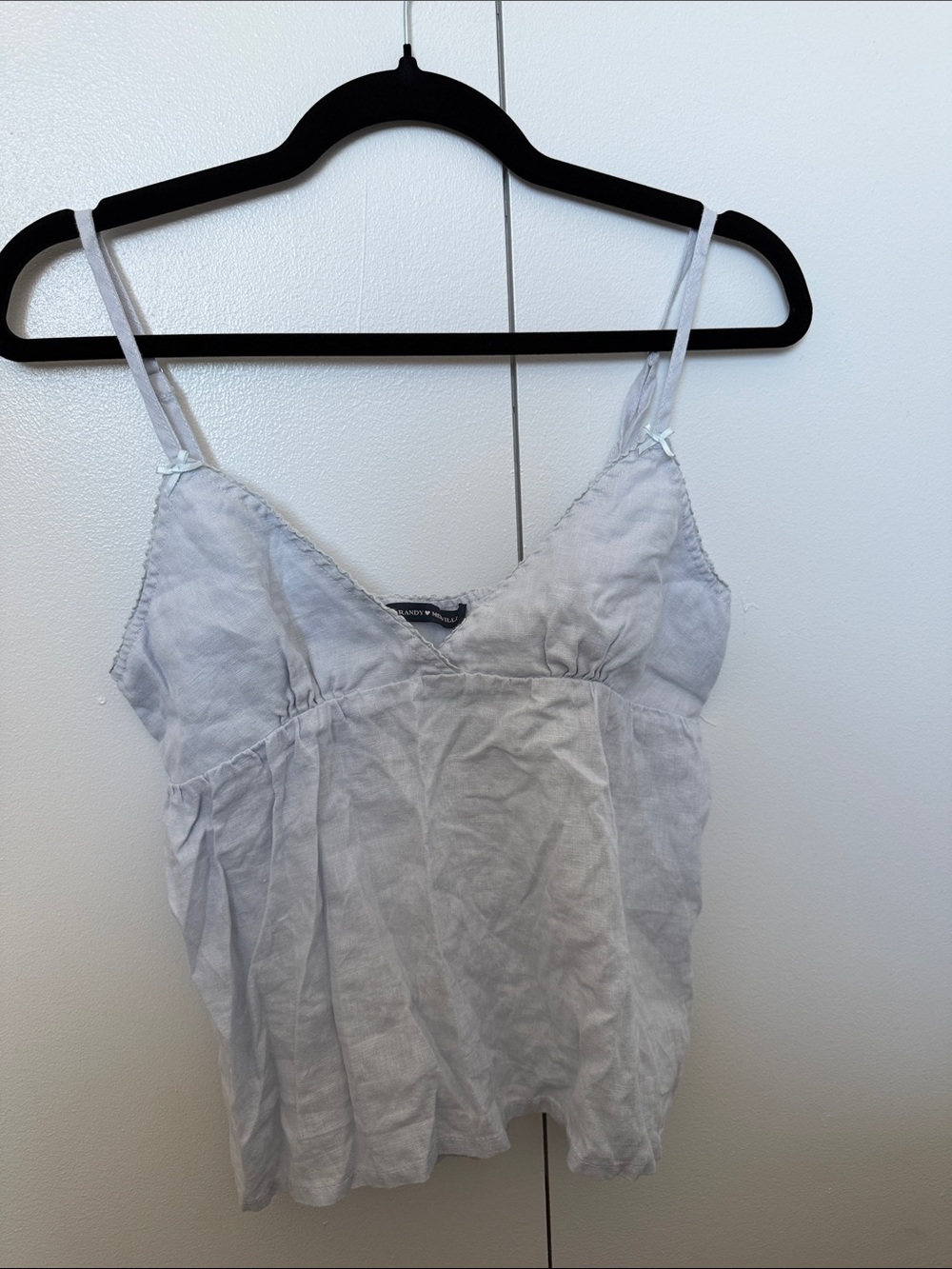 Brandy Melville Light Blue Linen-Blend Spaghetti Strap Cami
